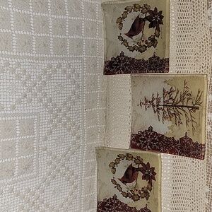 Bundle 3 Signed Artisan Glass Plates Cardinals Christmas Tree Carroll